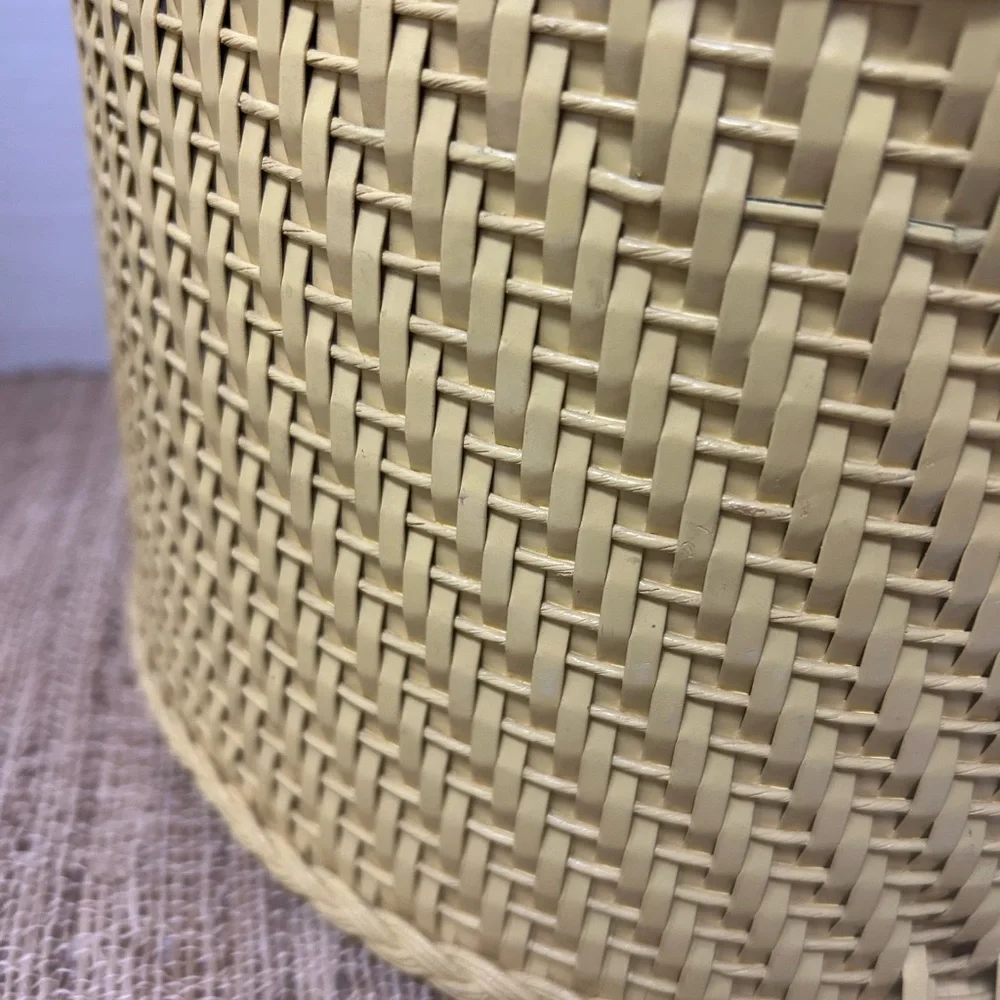 Princess Brand Vintage Round Yellow Wicker Sewing Basket 1940’s - 1950’s. EUC